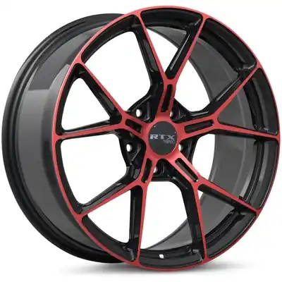 RS01 Gloss Black Machined Red Wheel by RTX (20x9 35mm) Bon Plan