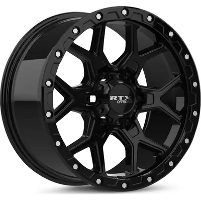 Prix Cassé Storm Gloss Black with Milled Rivets Wheel by RTX (17x8.5 20mm)