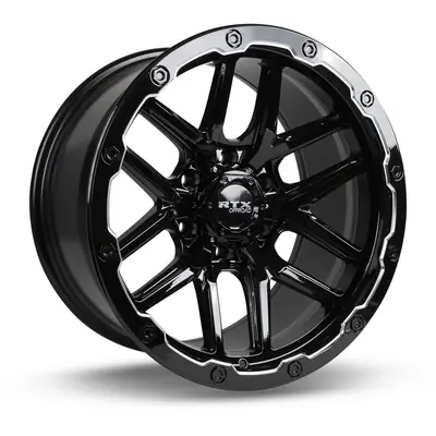 Gros Lot Volcano Gloss Black Milled Edge Wheel by RTX (18x9.5 -10mm)