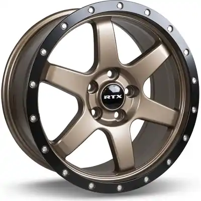 Dakar Satin Bronze Black Edge Lip Wheel by RTX (17x8 35mm) Expédié Aujourd’hui