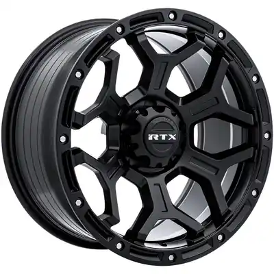Goliath Satin Black with Milled Rivets Wheel by RTX (18x9 -15mm) Top Vente
