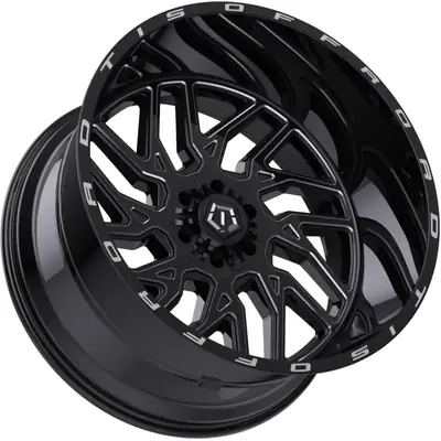 Usine Directe 544 Gloss Black - Milled Edge Wheel by TIS WHEELS (22x12 -44mm)