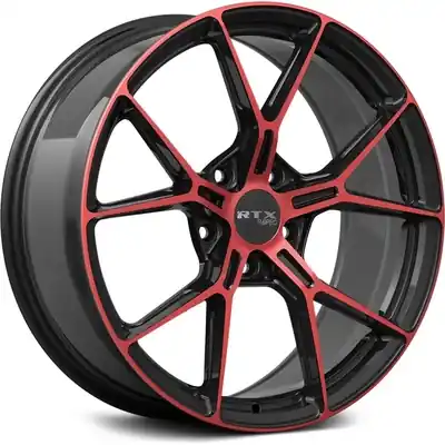 Dernière Chance RS01 Gloss Black Machined Red Wheel by RTX (18x8 38mm)