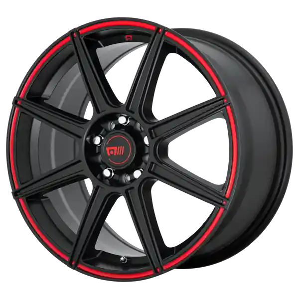Fait Main Motegi Mr142 Cs8 16x7 5x108 / 5x114.3 40 72.56 Satin Black With Red Stripe