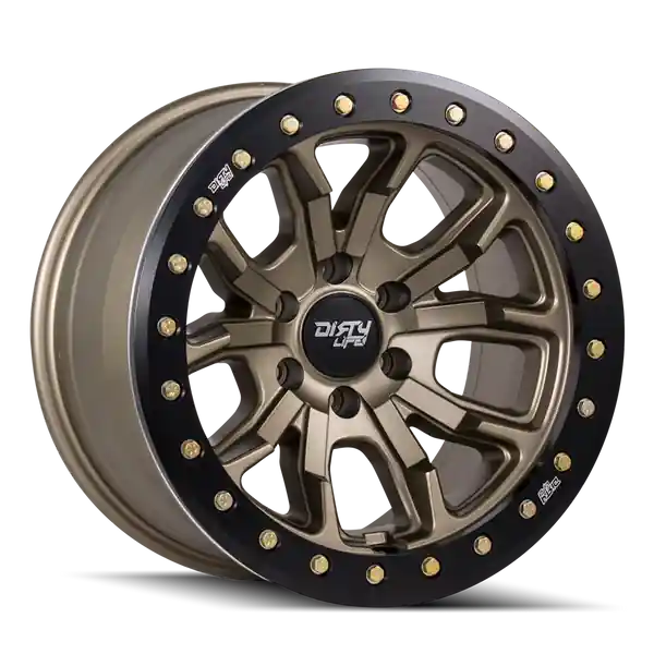 Commande En Gros Dirty Life Dt-1 9303 17x9 6x139.7 -12 106 Matte Gold W / simulated Ring