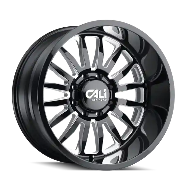 Premium Cali Off-road Summit 9110 20x12 6x139.7 -51 106 Gloss Black / milled Spokes