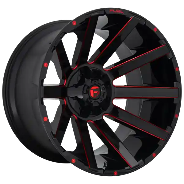 Promotion Saisonnière FUEL OFF-ROAD D643 CONTRA 22X12 6X135 / 6X139.7 -43 106.1 GLOSS BLACK RED TINTED CLEAR