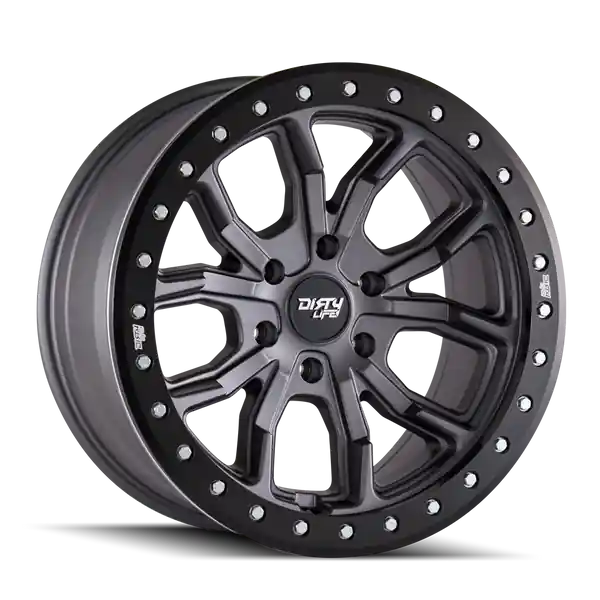 Dirty Life Dt-1 9303 17x9 5x127 -12 78.1 Matte Gunmetal W / simulated Ring Garantie Incluse