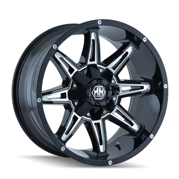Vente Directe Mayhem Rampage 8090 18x9 5x127 5x139.7 -12 87 Black / milled Spokes
