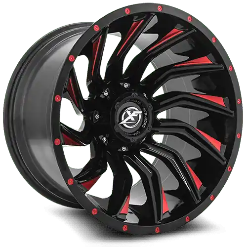 Achetez Aujourd’hui XF Offroad XF-224 20x10 5x127 / 5x139.7 -12 78.1 Gloss Black Red Milling