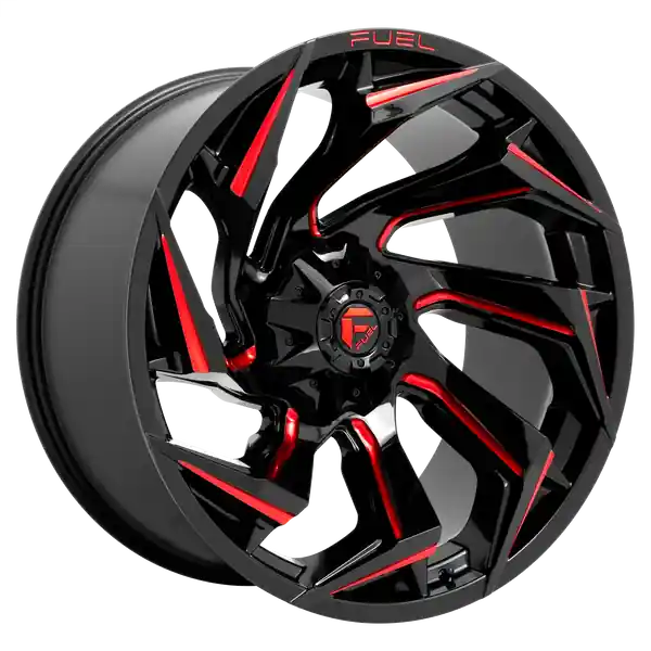 FUEL OFF-ROAD D755 REACTION 20X10 8X170 -18 125.1 GLOSS BLACK MILLED WITH RED TINT Original