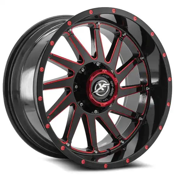 Usine Directe XF Offroad XF-216 22x12 8x170 / 8x165.1 -44 125.2 Gloss Black Milled Red