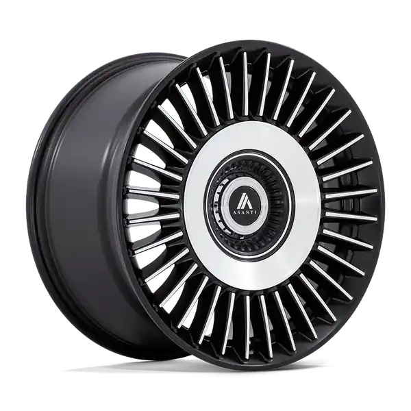 Asanti Black Abl-40 Tiara 22x10.5 5x112 / 5x120 38 74.1 Satin Black With Bright Machined Face Vente Flash