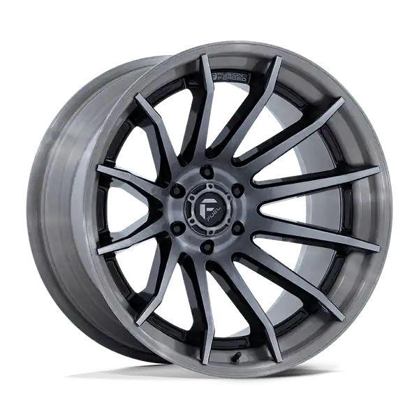 Fuel 1PC Fc403 Burn 24x12 5x127 -44 71.5 Gloss Black With Brushed Gray Tint Face & Lip Livraison Express