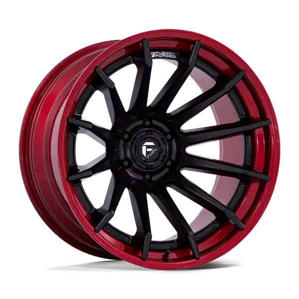 Solde Fuel 1PC Fc403 Burn 22x10 6x139.7 -18 106.1 Matte Black With Candy Red Lip