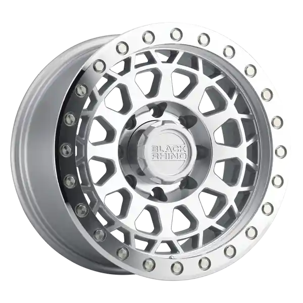 Black Rhino Primm 18x9.5 8x170 0 125.1 Silver W / Mirror Face & Machined Ring Meilleur Prix