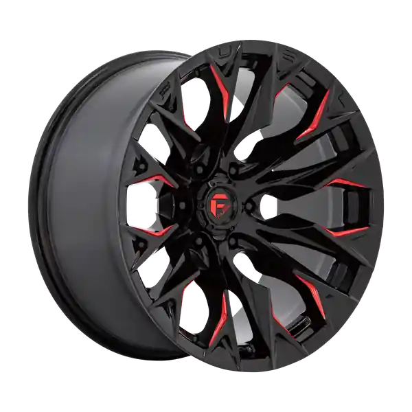 Acheter En Ligne FUEL OFF-ROAD D823 FLAME 22X12 6X139.7 -44 106.1 GLOSS BLACK MILLED WITH CANDY RED