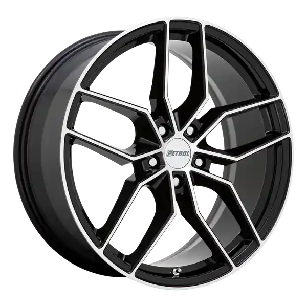 Fait Main Petrol P5c 18x8 5x120 35 76.1 Gloss Black W / Machined Face