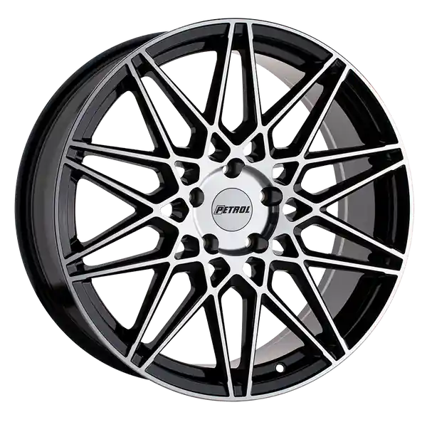 Petrol P3c 19x8 5x120 35 76.1 Gloss Black W / Machined Face Quantité Limitée