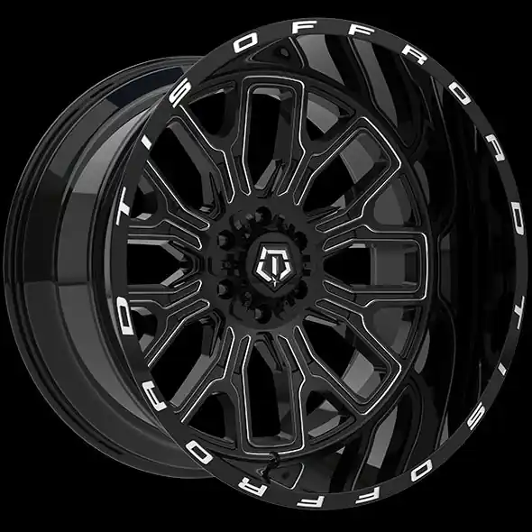 TIS 560 20x10 8x180 -19 124.3 Gloss Black - Milled Edge Prix Cassé