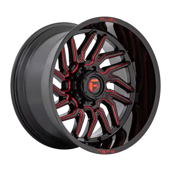 FUEL OFF-ROAD D808 HURRICANE 22X12 8X165.1 -44 125.1 GLOSS BLACK MILLED RED TINT Retour Gratuit