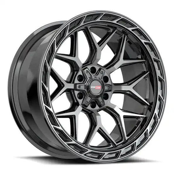 Expédié Aujourd’hui Vortek VRP-504BDCDT 20x9 5x127 / 5x139.7 12 78.1 Black Diamond Cut W/ Dark Tint